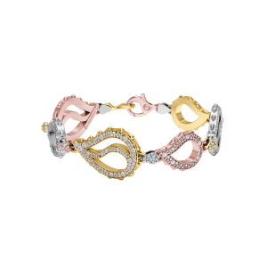 High Pave Royal Duo Bracelet in 18K Tricolor Gold