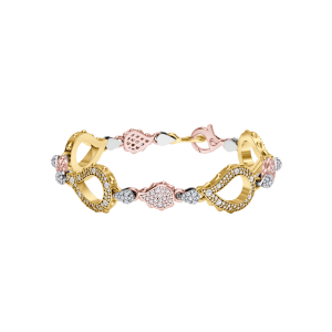 High Pave Grand Duo Bracelet in 18K Tricolor Gold