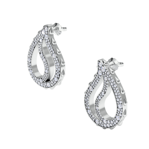 High Pave Royal Earrings in 18K White Gold