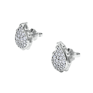High Pave Classic Studs in 18K White Gold