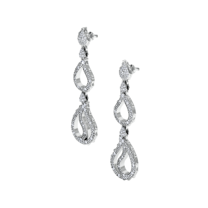 High Pave Royal Trio Dangles in 18K White Gold