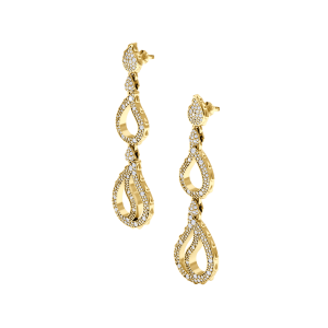 High Pave Royal Trio Dangles in 18K Yellow Gold