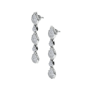 High Pave Classic Dangles in 18K White Gold