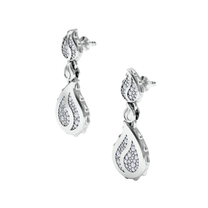 Signature Grand Duo Drop Earrings in 18K White Gold