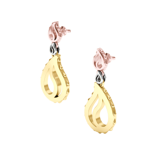 High Pure Royal Drop Earrings in 18K Tricolor Gold