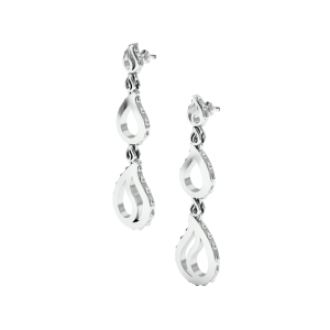 High Pure Royal Duo Dangles in 18K White Gold