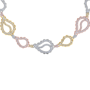 High Pave Royal Duo Necklace in 18K Tricolor Gold