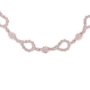 High Pave Grand Duo Necklace in 18K Rose Gold