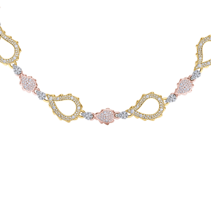 High Pave Grand Duo Necklace in 18K Tricolor Gold