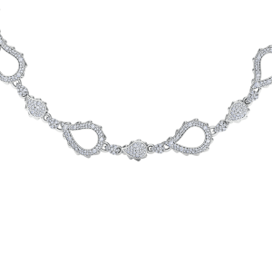 High Pave Grand Duo Necklace in 18K White Gold