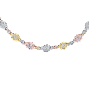 High Pave Classic Necklace in 18K Tricolor Gold