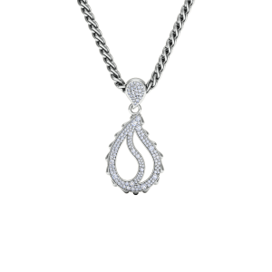 High Pave Royal Pendant in 18K White Gold