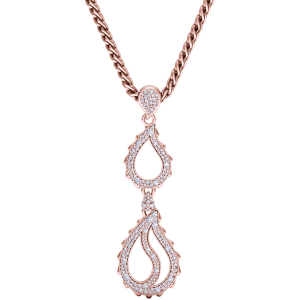 High Pave Royal Duo Pendant in 18K Rose Gold