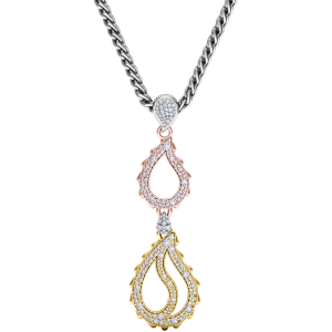 High Pave Royal Duo Pendant in 18K Tricolor Gold
