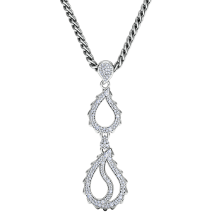 High Pave Royal Duo Pendant in 18K White Gold